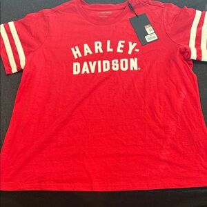 Harley-Davidson Women’s Red T-Shirt with White Accents 2W